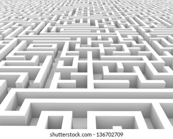 White Endless Maze. 3D Illustration.