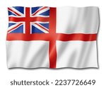 White Ensign, Royal Navy flag, United Kingdom. 3D illustration