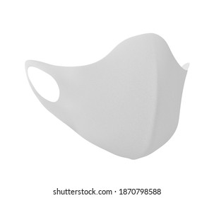 White Face Mask Mockup, Blank dust mask 3d rendering isolated on white background