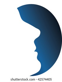 white face on blue background with place for sample text illustration