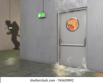 White fire prevention door , 3D Illustration - Powered by Shutterstock