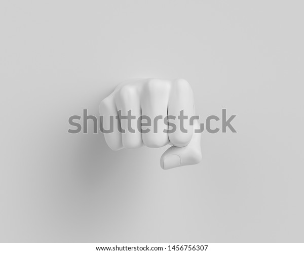 壁に白い拳 拳の前に突き出たバンプ 手のジェスチャー 3dイラスト のイラスト素材