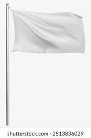 White flag on pole white background
