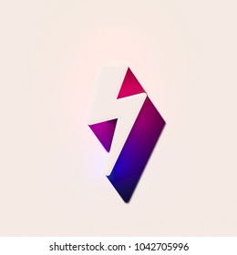 White Flash Icon With Pink and Blue Shadows. 3D Illustration of White Bolt, Flash, Lightning, Lights, Storm, Thunder Icons With Pink and Blue Gradient Shadows.
