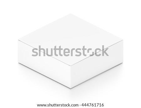 White flat horizontal rectangle blank box from isometric angle. 3D illustration isolated on white background.