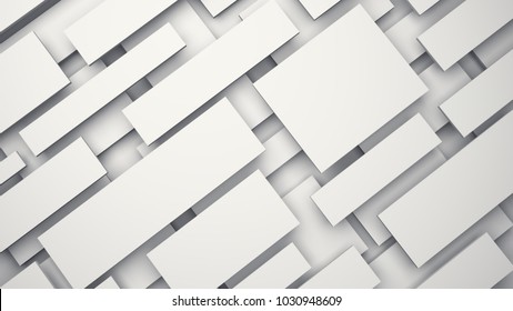 White Floating 3D Panels With Shadow Background. 3D Rendering.