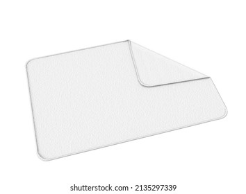 White Folded Towel Mockup On White Background. Folded Towel Isolated. Bathroom Textiles. 3d Rendering