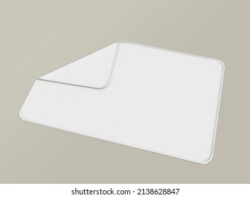 White Folded Towel Mockup On Brown Background. Folded Towel Isolated. Bathroom Textiles. 3d Rendering