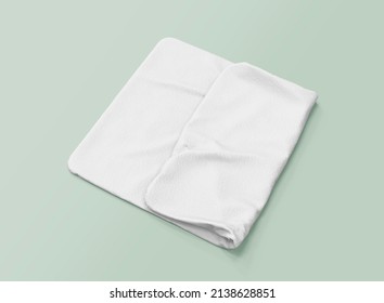 White Folded Towel on Green Background. Folder Towel Isolated. 3d rendering - Shutterstock ID 2138628851