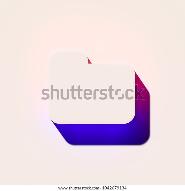 White Folder Icon With Pink and Blue Shadows. 3D\
Illustration of White File, Directory, Documents Icons With Pink\
and Blue Gradient\
Shadows.