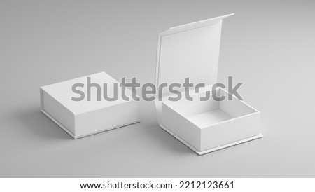 White folding gift box - Opened and closed gift box. 3d rendering mock up.