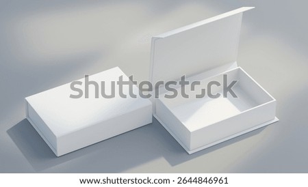 White folding gift box - Opened and closed gift box - 3d rendering mock up.