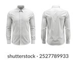 White formal Shirt Mockup. Front and Back View. isolated on white background. 3D rendering