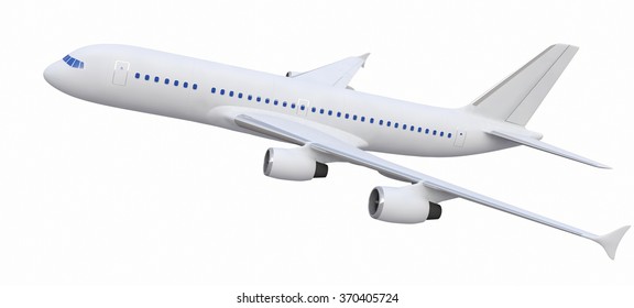 White Four-engine Plane, 3d Model