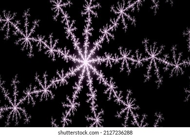 White Fractal Snowflake Art Design Concept On Black Background