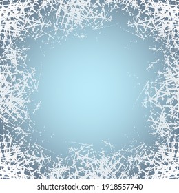 White Frosted Texture In Winter Window. Frost Pattern Background. Jpeg Ice Crystals Illustration