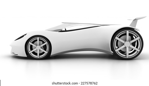 white futuristic concept sport car on isolated white background
