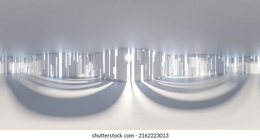 White Futuristic Minimalistic Studio Interior With Bright Back Lighting 3d Render Illustration