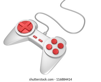white game controller joystick on white background