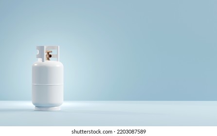 White Gas Tank Cylinder Isolated On Blue Background 3d Rendering