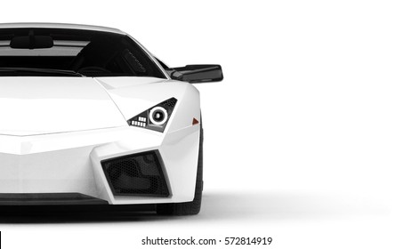 White Generic Luxury Car Headlights Detail (with Overlay) - 3d Illustration