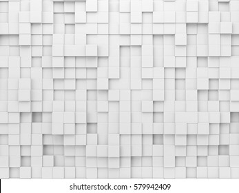 White geometric abstract background with array of cubes. 3D illustration.