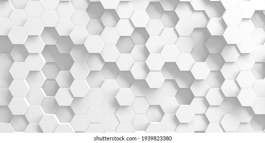 White Geometric Hexagon Abstract Background. 3d Render