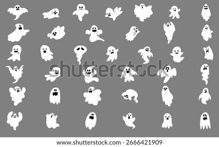 White ghost halloween collection basic ghost expressions