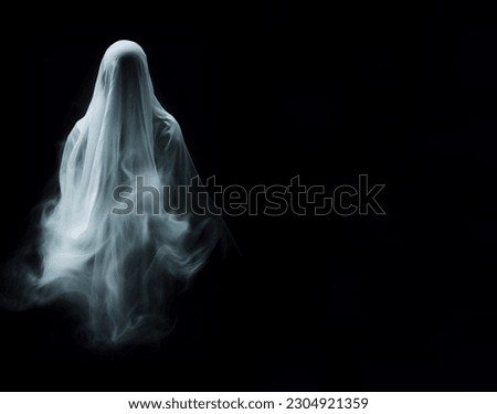 White ghost on black background, copy space, illustration  Foto stock © 