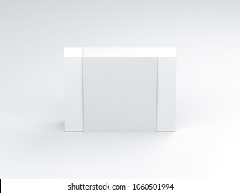 White Gift Box Mockup With Paper Sleeve, 3d Rendering