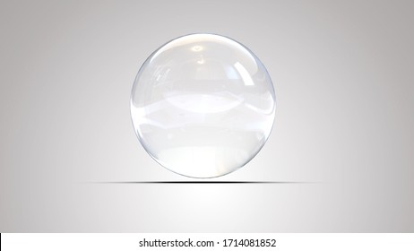 White Glass Ball. White Sphere On A White Background, 3d Illustration