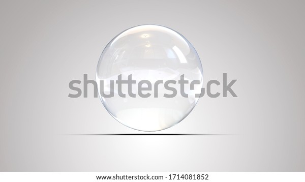 White glass ball. White sphere on a white\
background, 3d\
illustration