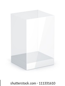 White Glass Rectangle Box. High Resolution 3D Illustration With Clipping Paths.