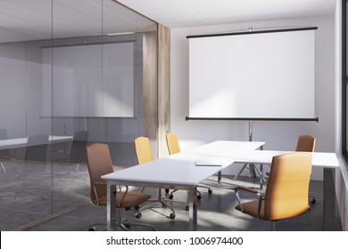 White Glass Wall Conference Room Interior Stock Illustration 1006974400 ...