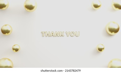 White And Gold Text Thank You With Shadow Effect In White Background. 3d Text Illustration Rendering.