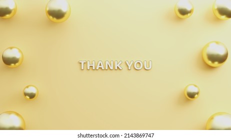 White And Gold Text Thank You With Shadow Effect In Gold Background. 3d Text Illustration Rendering.