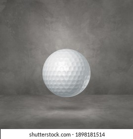 White Golf Ball Isolated On A Concrete Studio Background. 3D Illustration