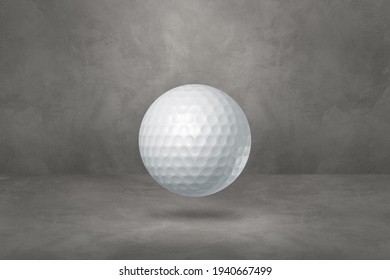 White Golf Ball Isolated On A Concrete Studio Background. 3D Illustration