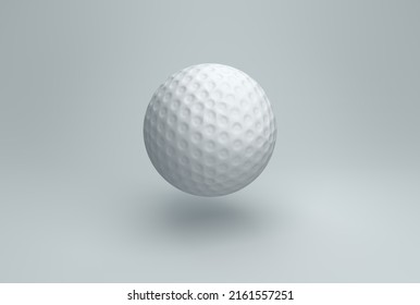 White GolfBall on a Gray Studio Background. Minimal concept. Monochrome. 3D render.