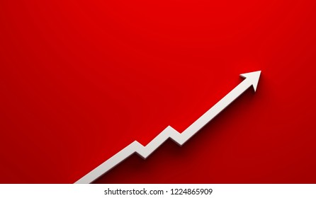 White Graph Arrow of Improvement. 3D Render Illustration.