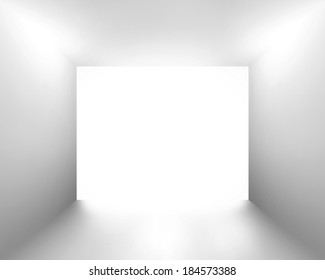 White gray room with opened wall as background