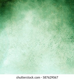 White And Green Background Design With Painted Grunge Borders In Dark Cloudy Blue On Watercolor Paper Texture