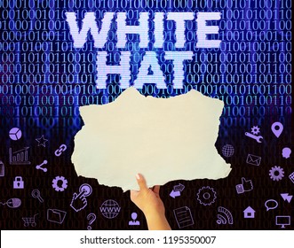 White Hat, Hands Holding Blank Paper