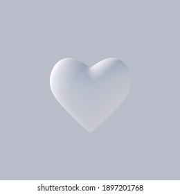 White Heart Shape. Abstract Illustration, 3d Render.