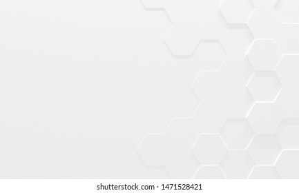 White Hexagon Background With Copy Space (3D Illustration)