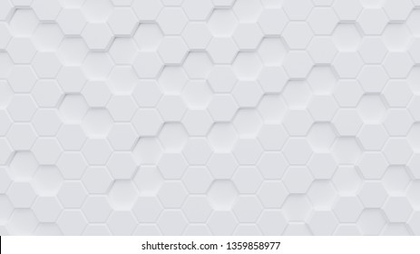 White Hexagon Pattern Background.3d Rendering