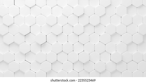 White hexagon texture background 3D render