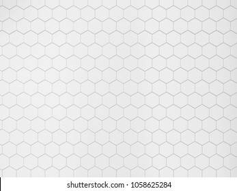 White Hexagonal Tile. 3d Background