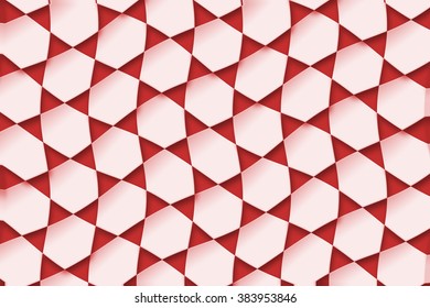 white hexagons wave and red shadow. geometric background design for your business.