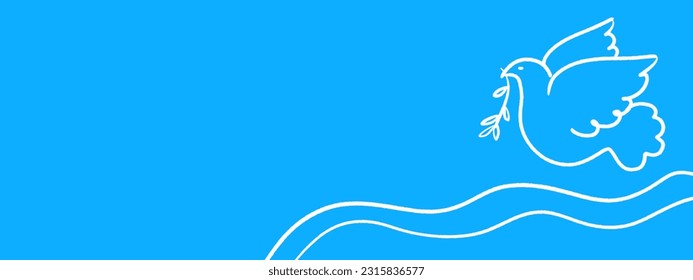 White holy dove with a magic light radiant cross against blue sky with clouds. Web banner for Christmas Pentecost Easter Comunion. Faith love hope. Symbol of peace - Powered by Shutterstock